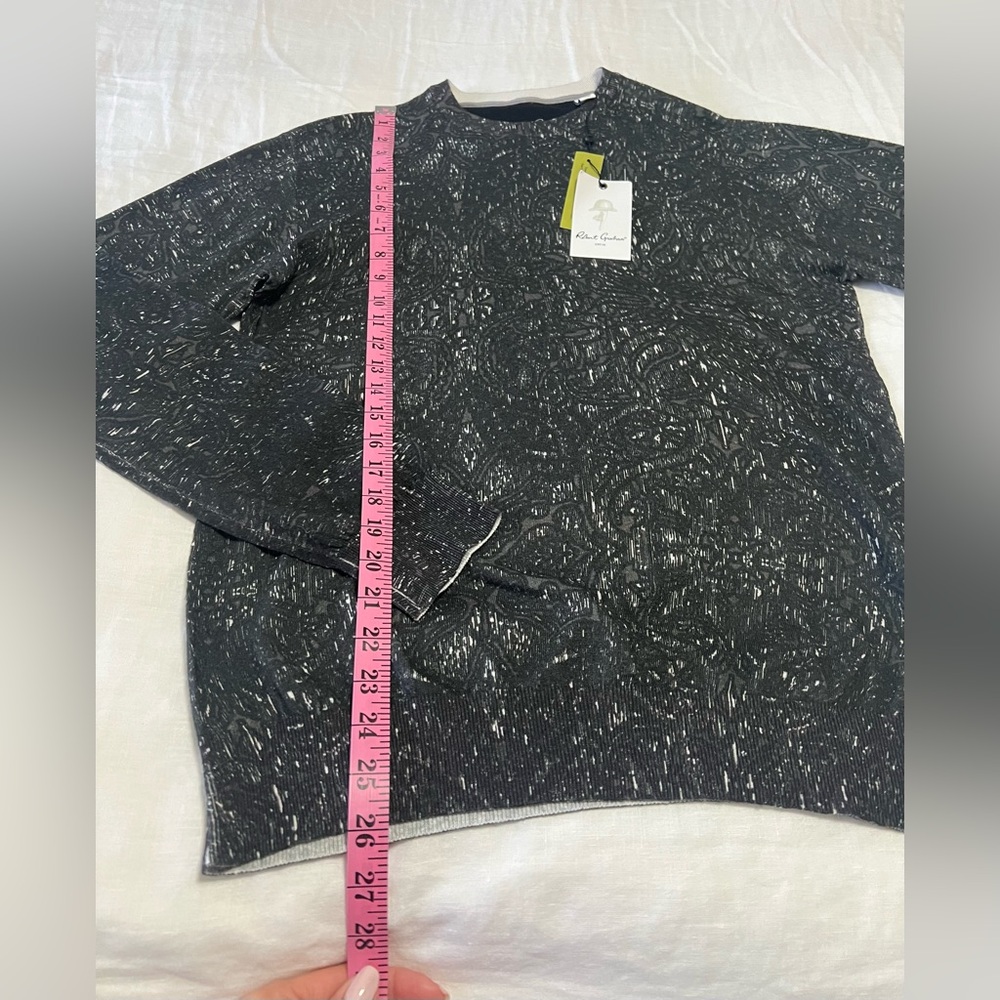 Robert Graham | Men's Small | Black Taurus Linen Cotton Crew Neck Sweater NWT - Picture 2 of 11